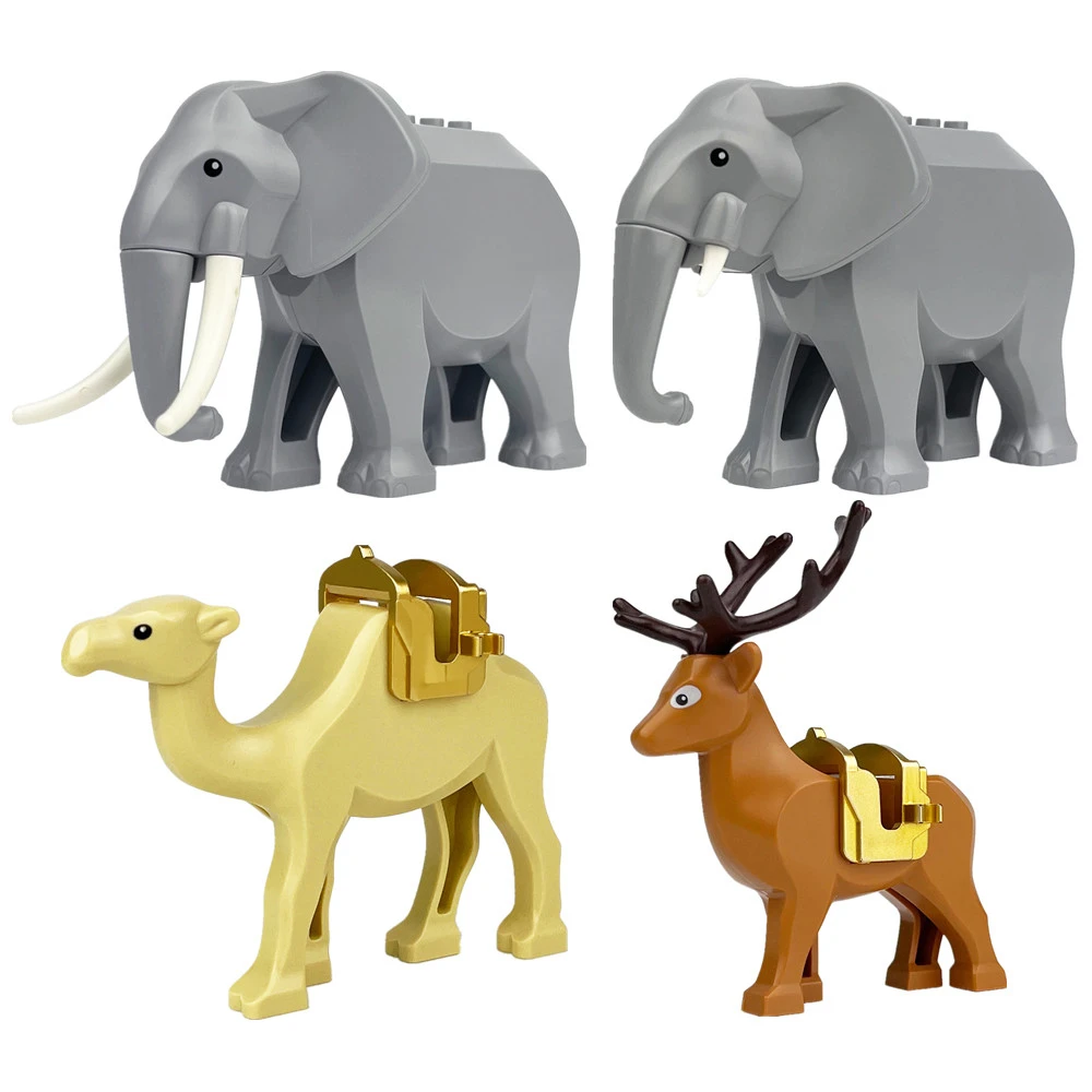 MOC City – blocs de construction d'animaux, figurines d'éléphant, cerf Sika, chameau, Zoo, Fram, accessoires, briques, jouets pour enfants, cadeau