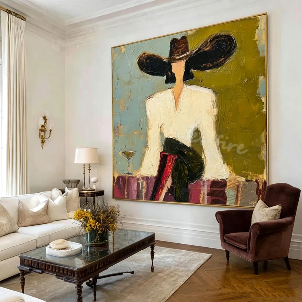 Modern Abstract Oil Painting on Canvas Unique Handmade Mural FigureWall Art Picture for Living Room Home Decor Image Artwork