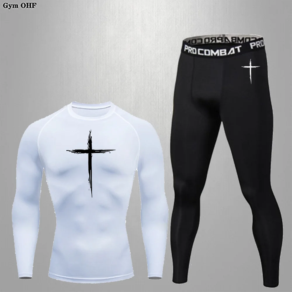 Men's Tight Quick Drying Autumn Pants Long Sleeve Wicks Sweat Tight Clothing Basketball Football Training Set Men's T-shirts