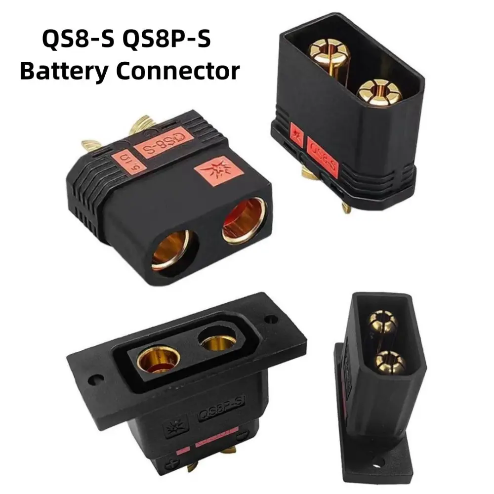 New High Current QS8-S Connector Gold Plated Anti Spark QS8P-S Battery Plug Black QS8-S M F Plug Set for RC Model Car