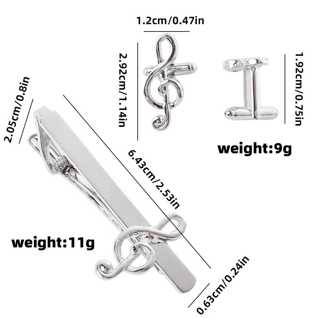 Treble Clef Music Note Cufflinks Tie Clip Set Musical Symbol Design Mens Tie Bar Cuff Links For Musician Business Wedding Suits