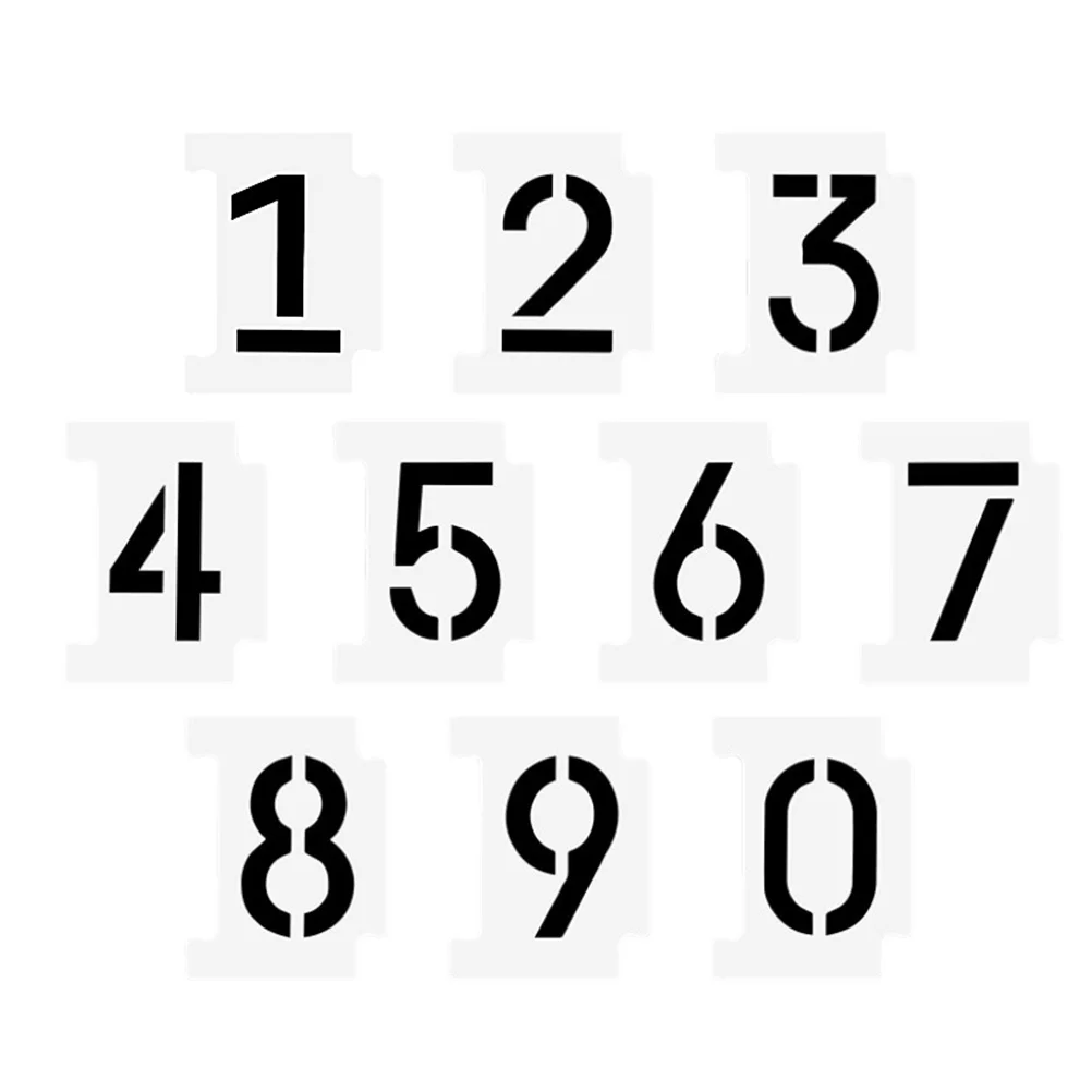 10 pçs número oco desenho estênceis modelos reutilizáveis para porta de parede de madeira diy decoração arte artesanato moldes estênceis