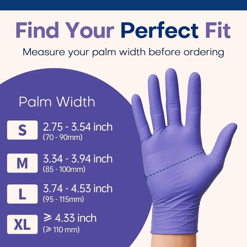 50/100pcs Purple Nitrile Gloves Disposable Powder Free Exam Gloves 5X Stretchable Soft Touch Medical Grade for Kitchen Laborator