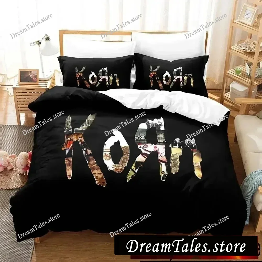 3D Print Korn Rock Bedding Set Duvet Cover Bed Set Quilt Cover Pillowcase Comforter King Queen Size Boys Adult Bedding Set