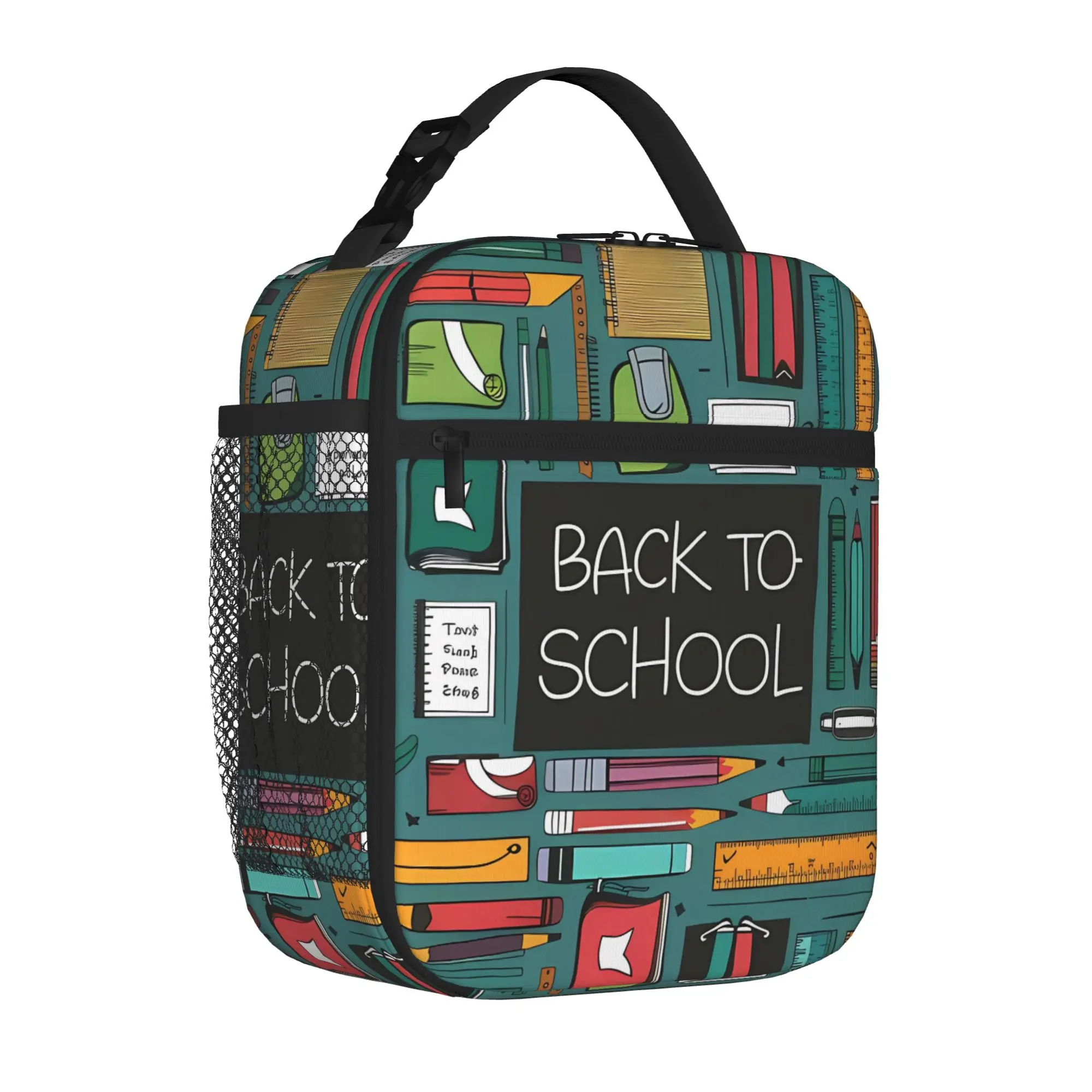 1 Piece Zipper Closure Happy Storage Bag Pocket Back To School School Lunch Food Box Reusable For Lunch Food Bag