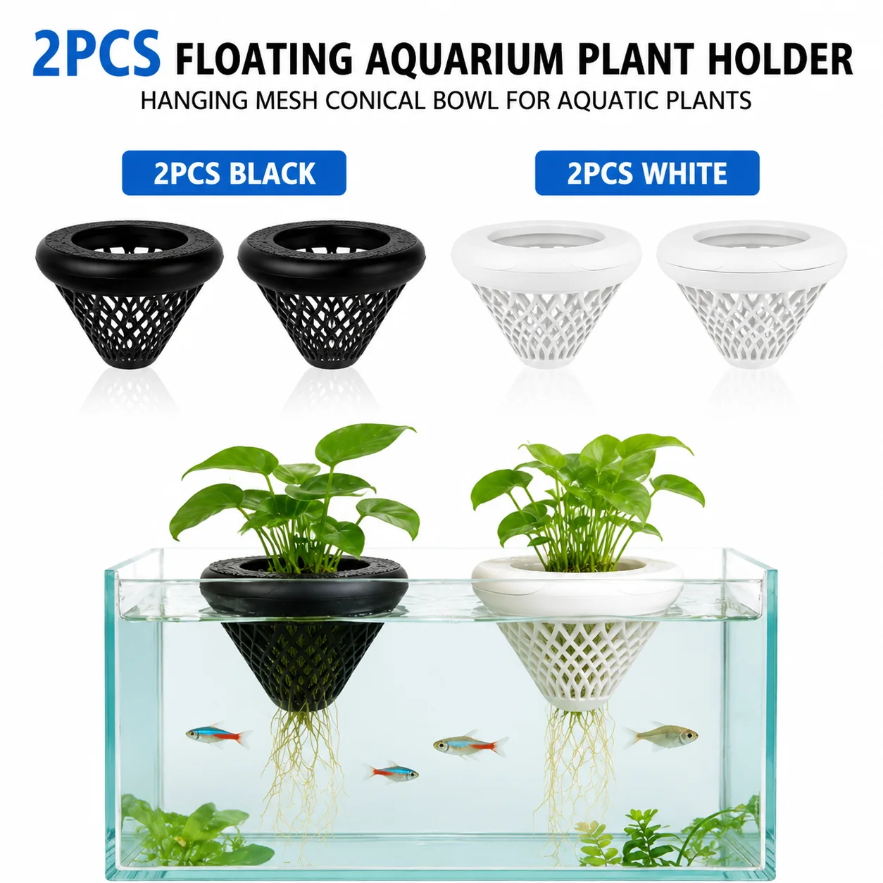 Aquarium Fish Cartoon - 2PCS Floating Aquarium Plant Holder, Hanging