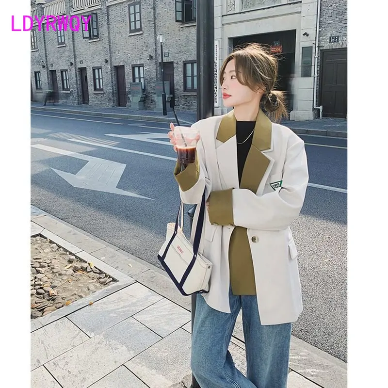 Contrast color suit jacket for women\'s 2023 spring and autumn new Korean style suit