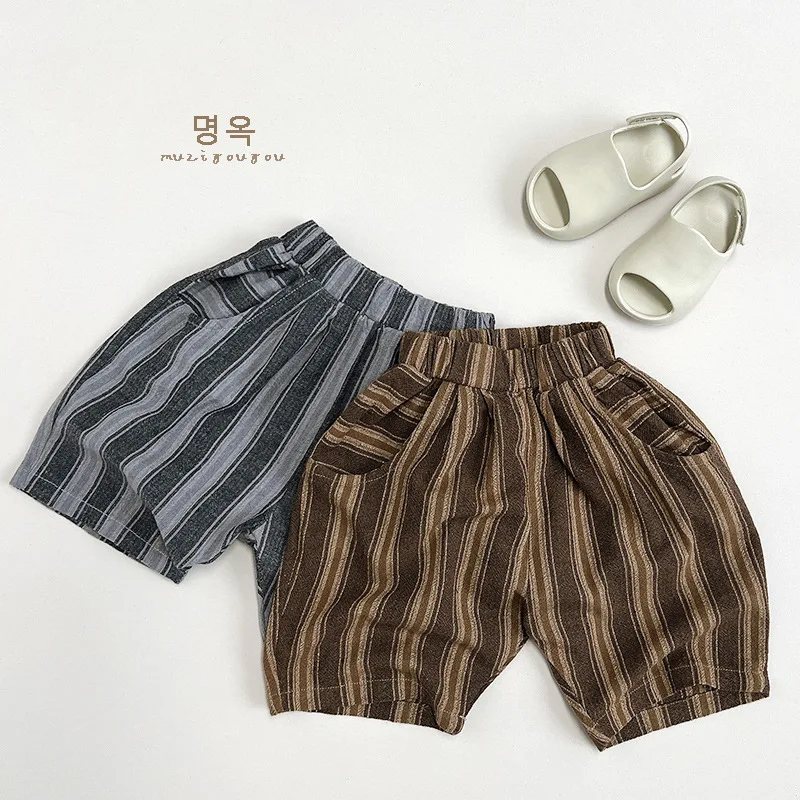 

HZMY-Japanese Cotton and Linen Style~Children's Fifth Pants Summer New Boys and Girls Mori Leisure Breathable Pants Children's C