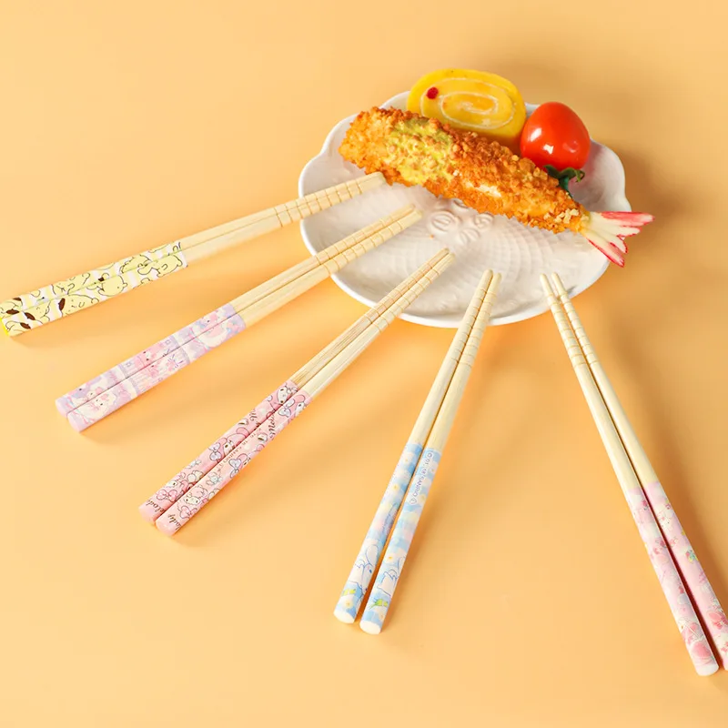 

Sanrio Wooden Chopsticks Cinnamoroll My Melody Kawaii Child Tableware Anime Cutlery Cartoon Portable Tableware Kitchen Supplies