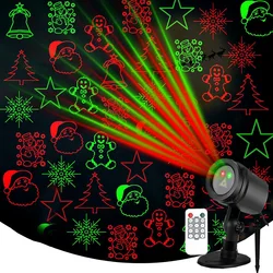 Christmas Laser Projector Lights Outdoor 12 Patterns LED Projection Light Red Green Star Show Landscape Projector Spotlight