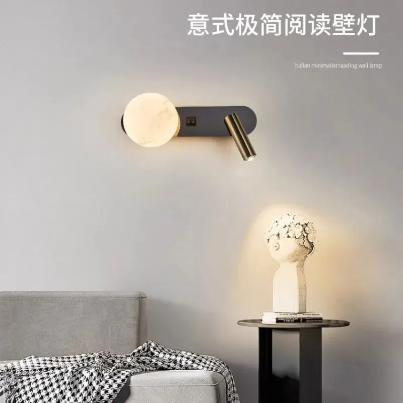 Wall lamp Nordic modern black and white simple living room sofa background wall decoration lamp light luxury bedroom bedside