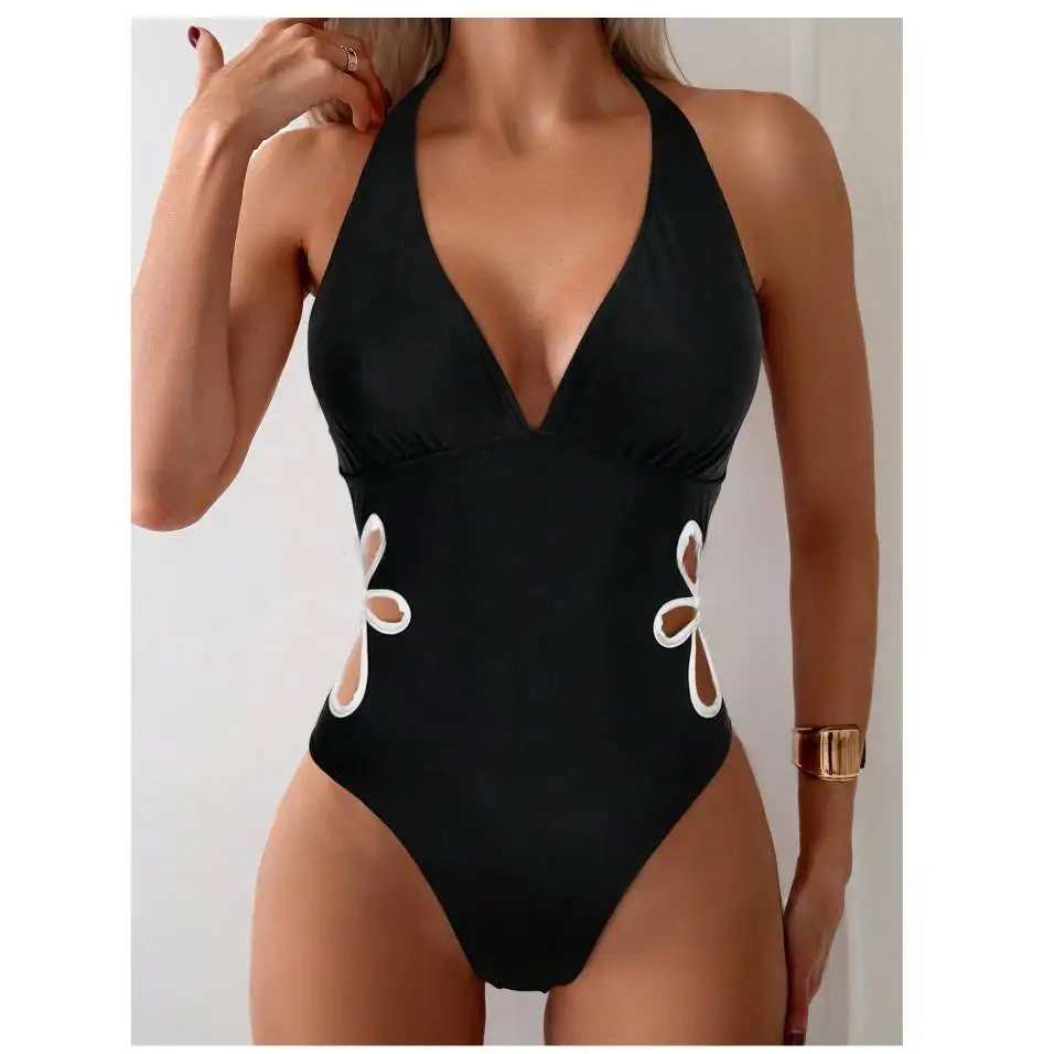 Cikini-Maillot de bain une pièce avec sangle de cou, parfait pour les vacances, évider, plage d'été