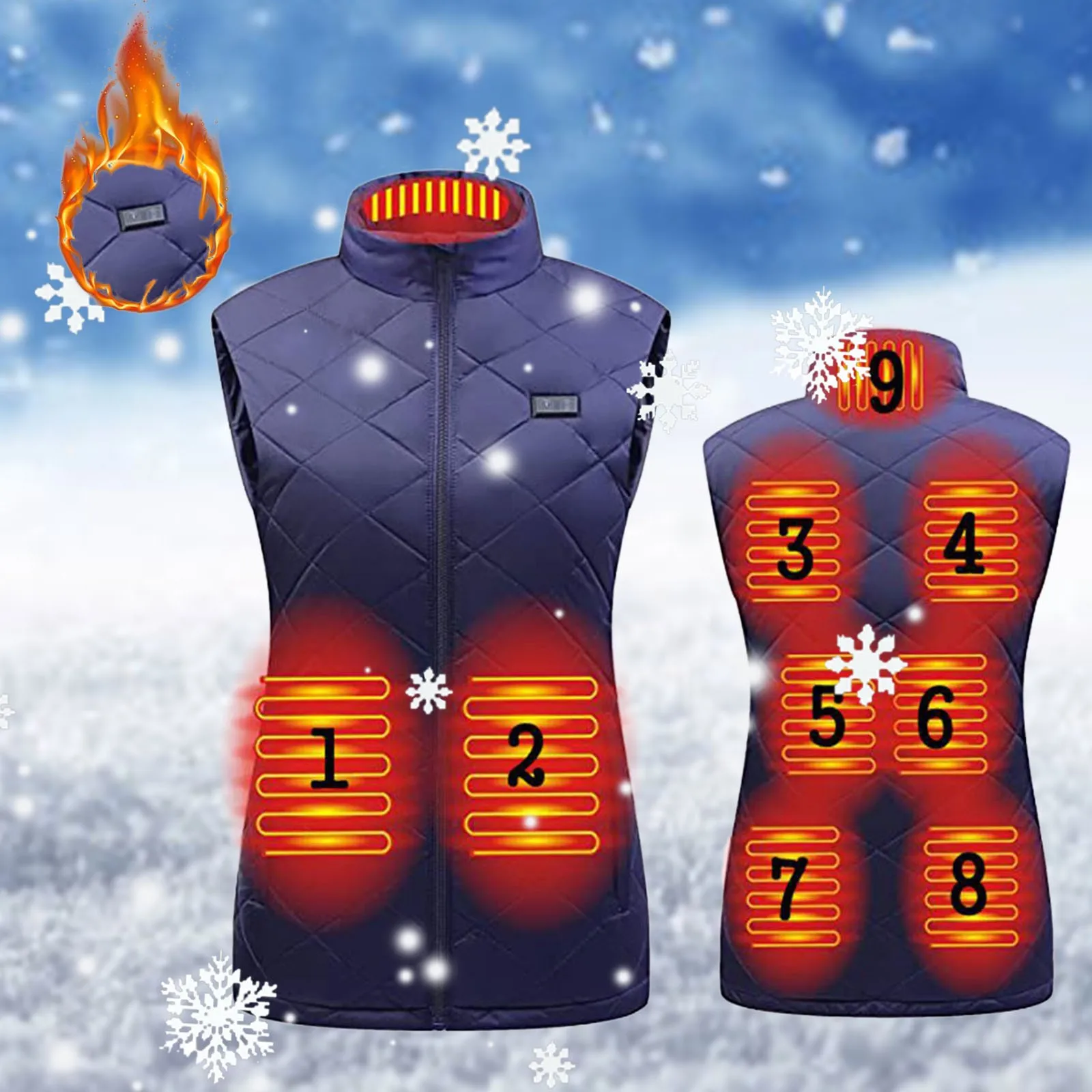 Autumn Winter Women Heated Vest USB Infrared Electric Heating Suit Cotton Vests Casual Flexible Thermal Waistcoat For Camping ﻿