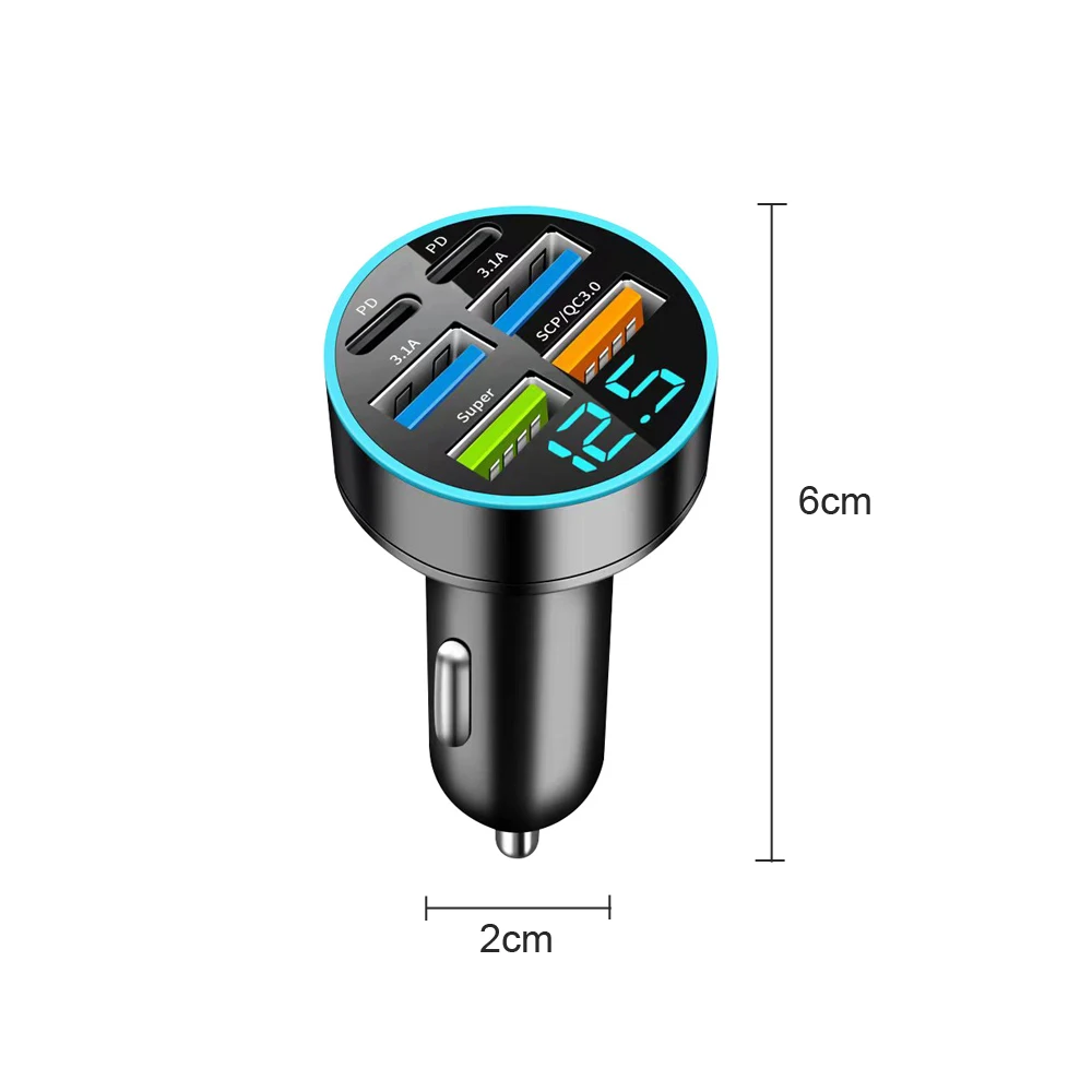 66W USB Car Charger Type C Fast Charging Phone Adapter for Xiaomi Huawei PD Phone Charger Car Adapter Socket Cigarette Lighter