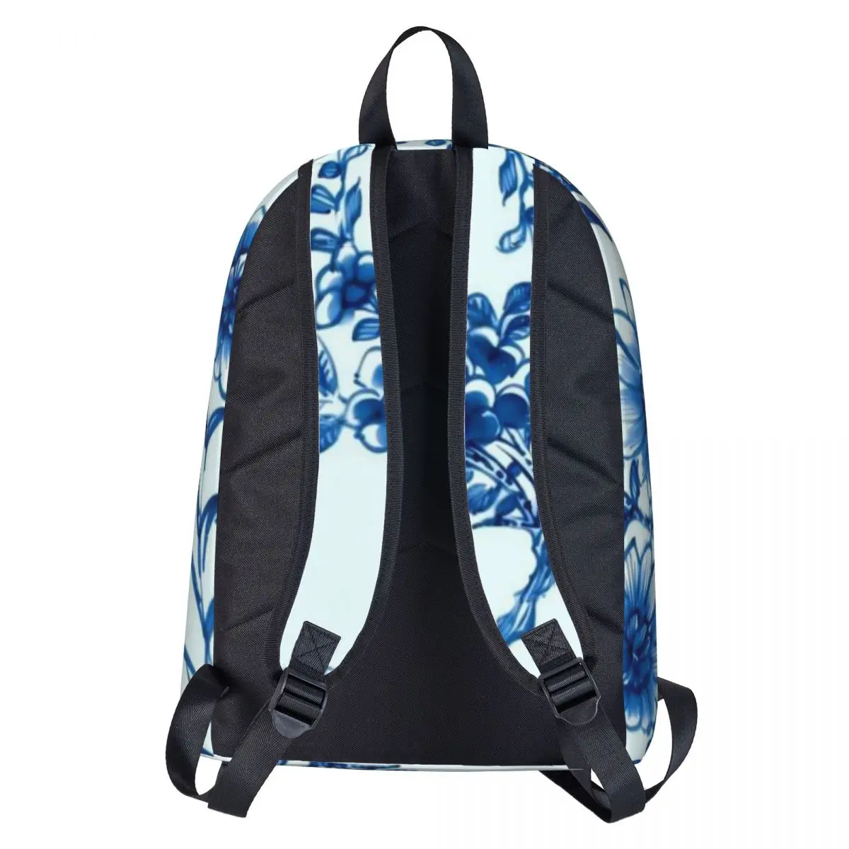 Retro Blue Flower Backpack Willow Floral Print Men Polyester Hiking Backpacks Breathable Streetwear School Bags Rucksack