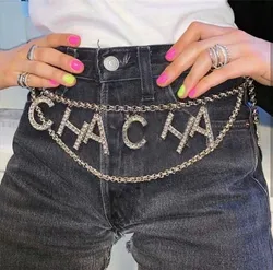 Rhinestone Letter Waist Chain for Women, Waist Belt, Body Jewelry, Party Night Club, Belly Chain, Fashion Show, 2025