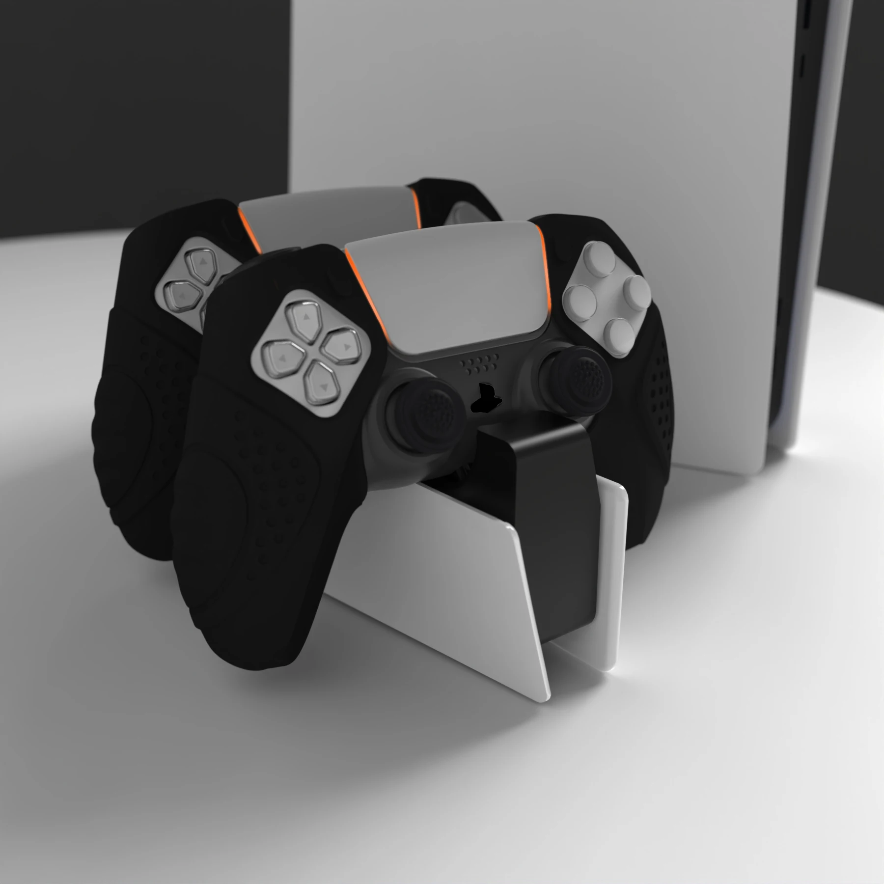 PlayVital 가디언 에디션 소프트 터치 실리콘 케이스 그립, 고무 프로텍터 스킨, 썸스틱 캡 포함, ps5 컨트롤러용