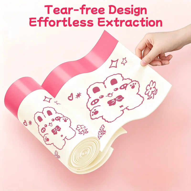 Pink Little Rabbit Pattern Tear-free Extra Thickgarbage bags home portable Kitchen dormitory enlarged and thickened plastic bag