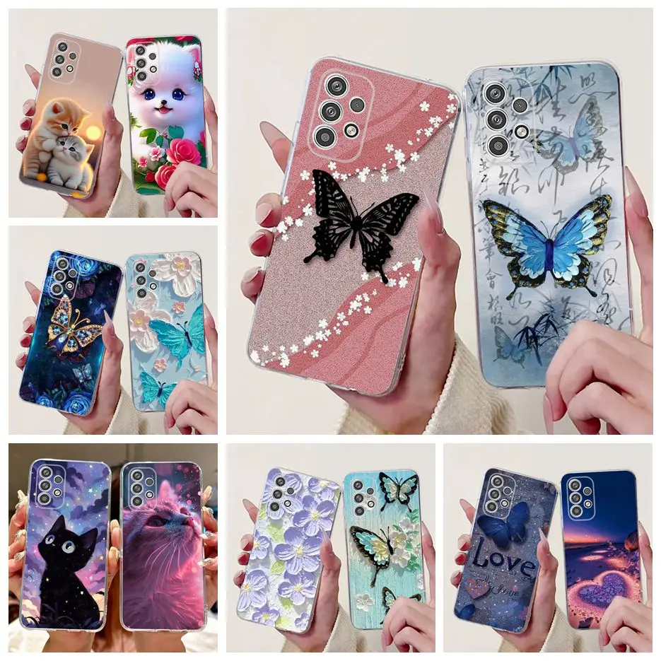 For Samsung Galaxy A13 4G Case SM-A135F Stylish Butterfly Painted Cover Soft Silicone Phone Cases For Samsung A13 A 13 5G Fundas