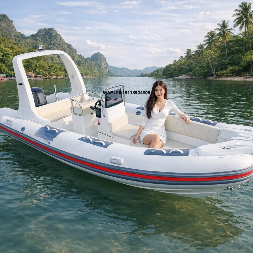 Carcharodon Ship Patrol Boat High-speed Fiberglass Aluminum Alloy Small Yacht Fishing Boat Air Pump Included (Outboard Motor