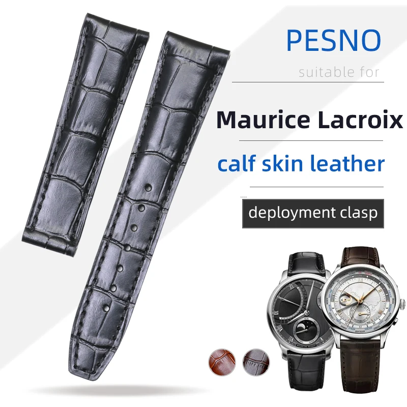 

Ремешки для часов PESNO из натуральной телячьей кожи, мужской ремень, подходит для Maurice Lacroix MASTERPIECE Les Classiques PONTOS PT6168