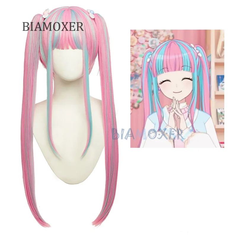 

RAS PAREO Cosplay Wigs Headwear Hairpin Heart Wing BanG Dream! RAISE A SUILEN Double Ponytail Blue Pink Synthetic Cosplay Wig