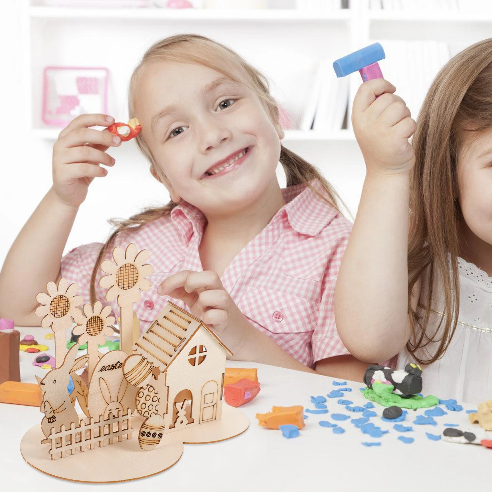 

Easter Egg Decoration 3D Wooden Puzzle Toy Set Cartoon Puzzles for Toddlers Kids DIY Assembly Craft Family Time Educational Gift