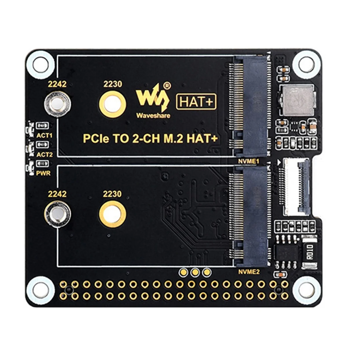 

Waveshare for Raspberry Pi 5 Dual Channel PCIe to M.2 Expansion Board NVMe SSD HAT+ Standard High Speed Read/Write Boot Board