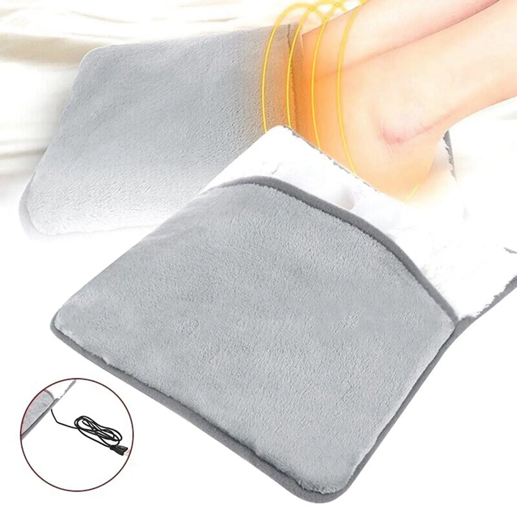 ABGE-2X USB Charging Electric Foot Heating Pad Universal Soft Plush Washable Foot Warmer Heater Household Foot Warming Mat