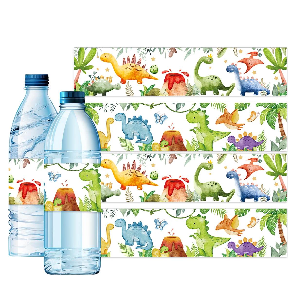 12Pcs Carton Dinosaur Paper Stickers Watercolor Animal Stickers For Kids Dinosaur Birthday Party Decor Water Bottle Packaging