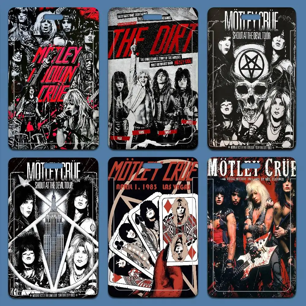 

Band Motley_Crues-Retro ID Card Holders Lanyards Girls Door Card Case Hanging Rope Women Badge Holder Neck Strap Business Card