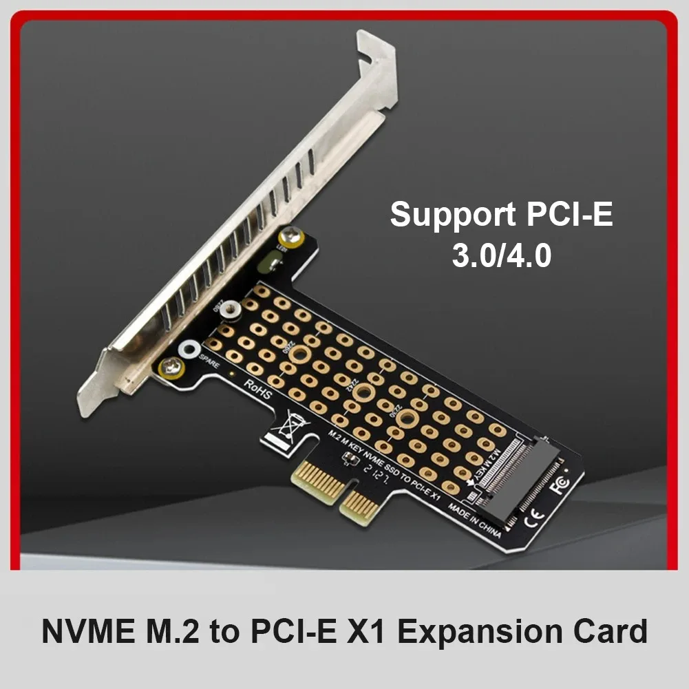 M.2 M-key NVMe 2230 2242 2260 2280 SSD to PCIe X1 Adapter Card with Full & Low Profile Bracket, Supports PCIe X1 X4 X8 X16 Slot