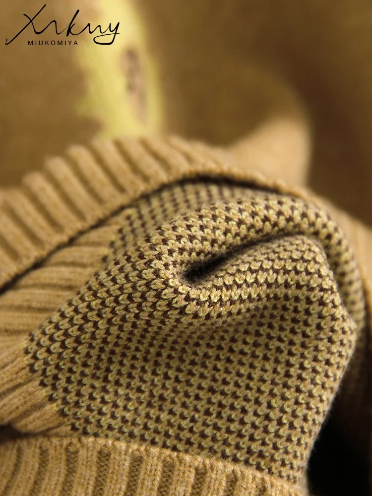 MiuKoMiYa 特大花柄セーター女性のための冬秋ニット暖かいプルオーバー女性ジャンパー女性のセータータートルネック