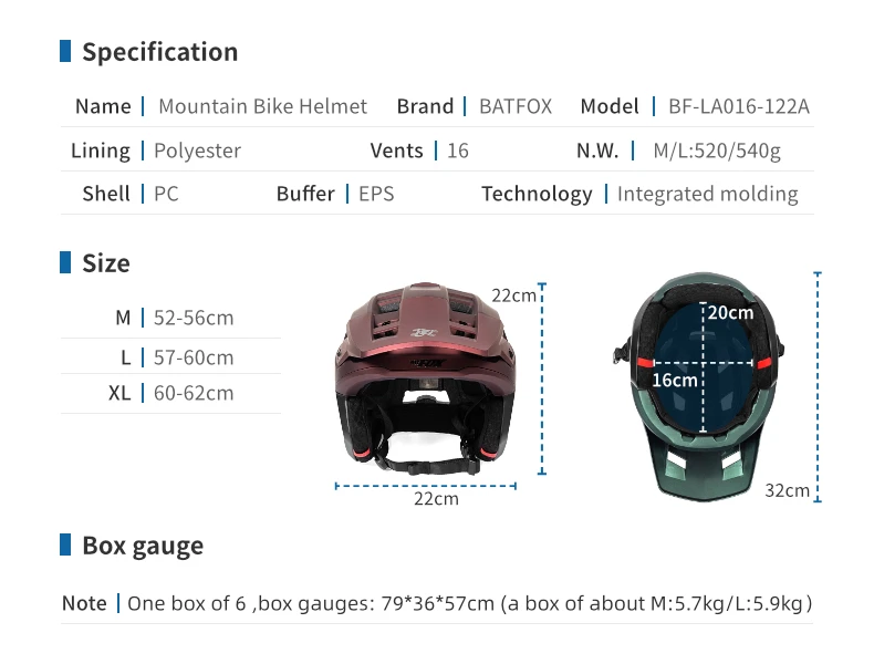 BATFOX Fahrradhelm, integriert geformter Helm für Mountainbike, Downhill, Rennrad, Sicherheitshelm für Herren, Renn- und Fahrhelme, Casco Ciclismo – Detail 2