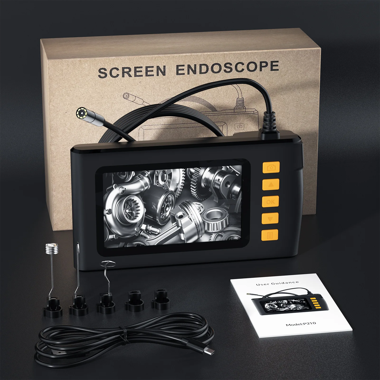 4.3Inch IPS Screen 8mm 2MP 1080P  Handheld Endoscope CMOS Borescope Inspection Otoscope Camera Digital Microscope