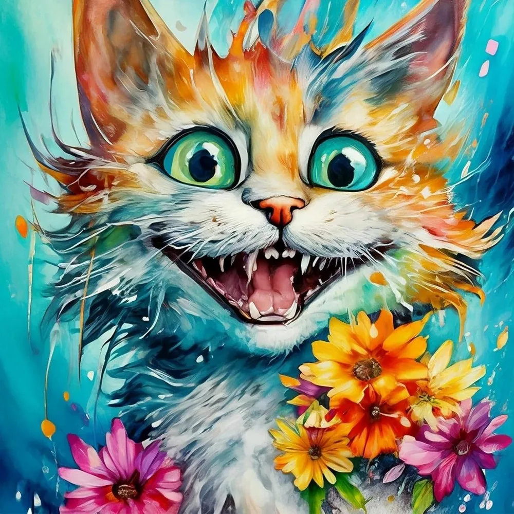 

JMINE Div 5D кошка цветок полная алмазная живопись наборы для вышивки крестом художественные котешки 3D краска алмазами