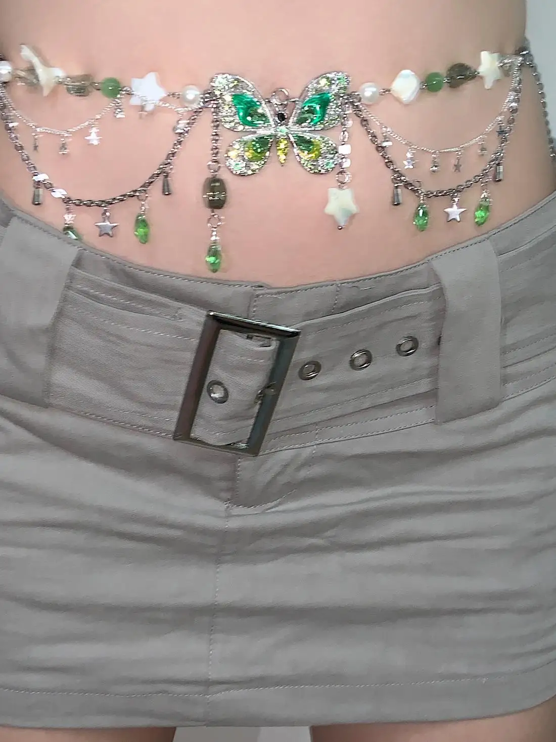 

Butterfly Shell Star Necklace Waist Chain 2-piece Set, Spicy Girl, Niche Choker