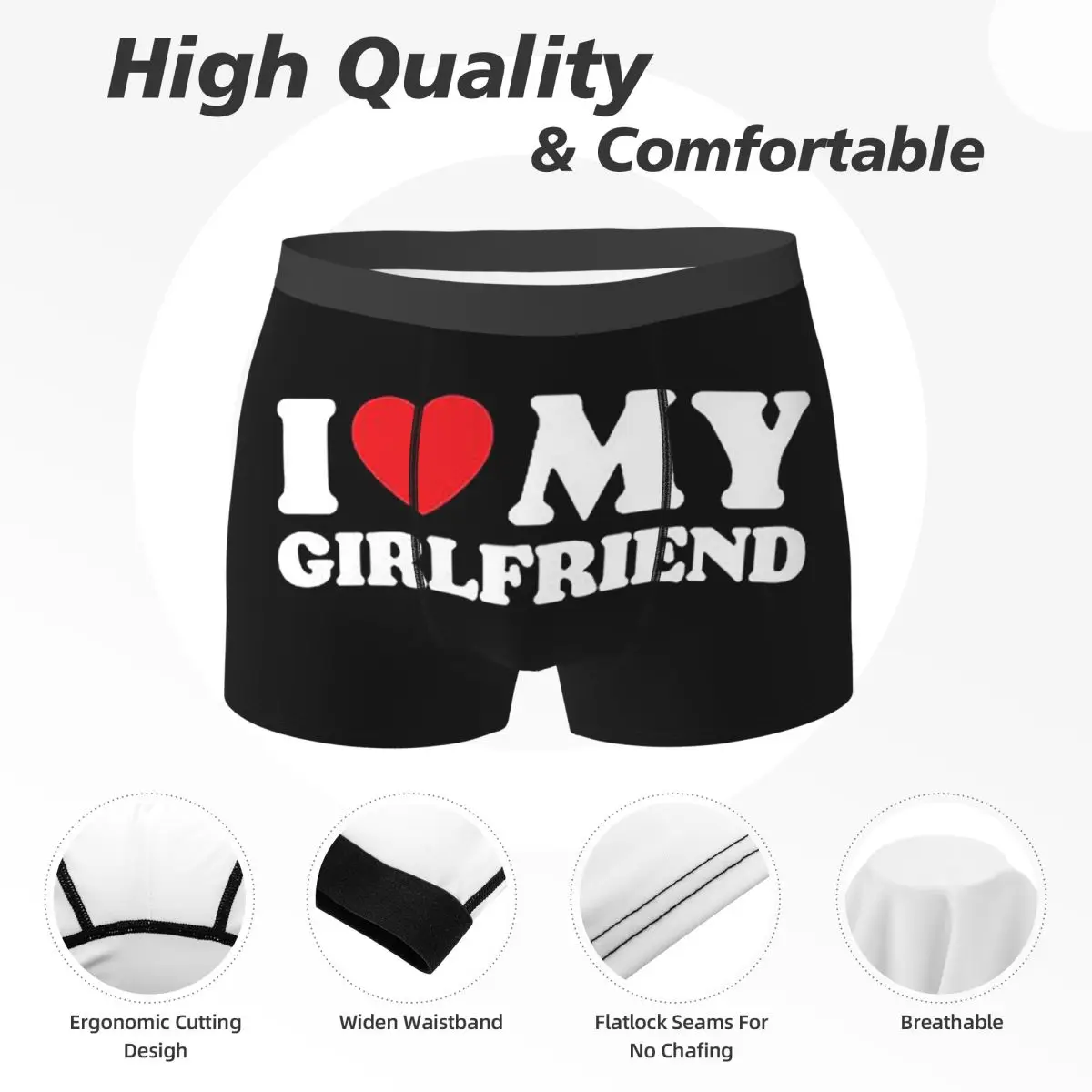 Boxer Underpants Shorts I Love My Girlfriend Panties Men Ventilate Underwear for Homme Man Boyfriend Gifts