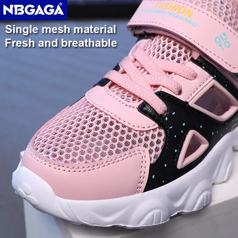 Sport Kids Girl Shoes Breathable School Children Casual Shoes Soft Sole Black Pink Non-slip Children Running Sneaker