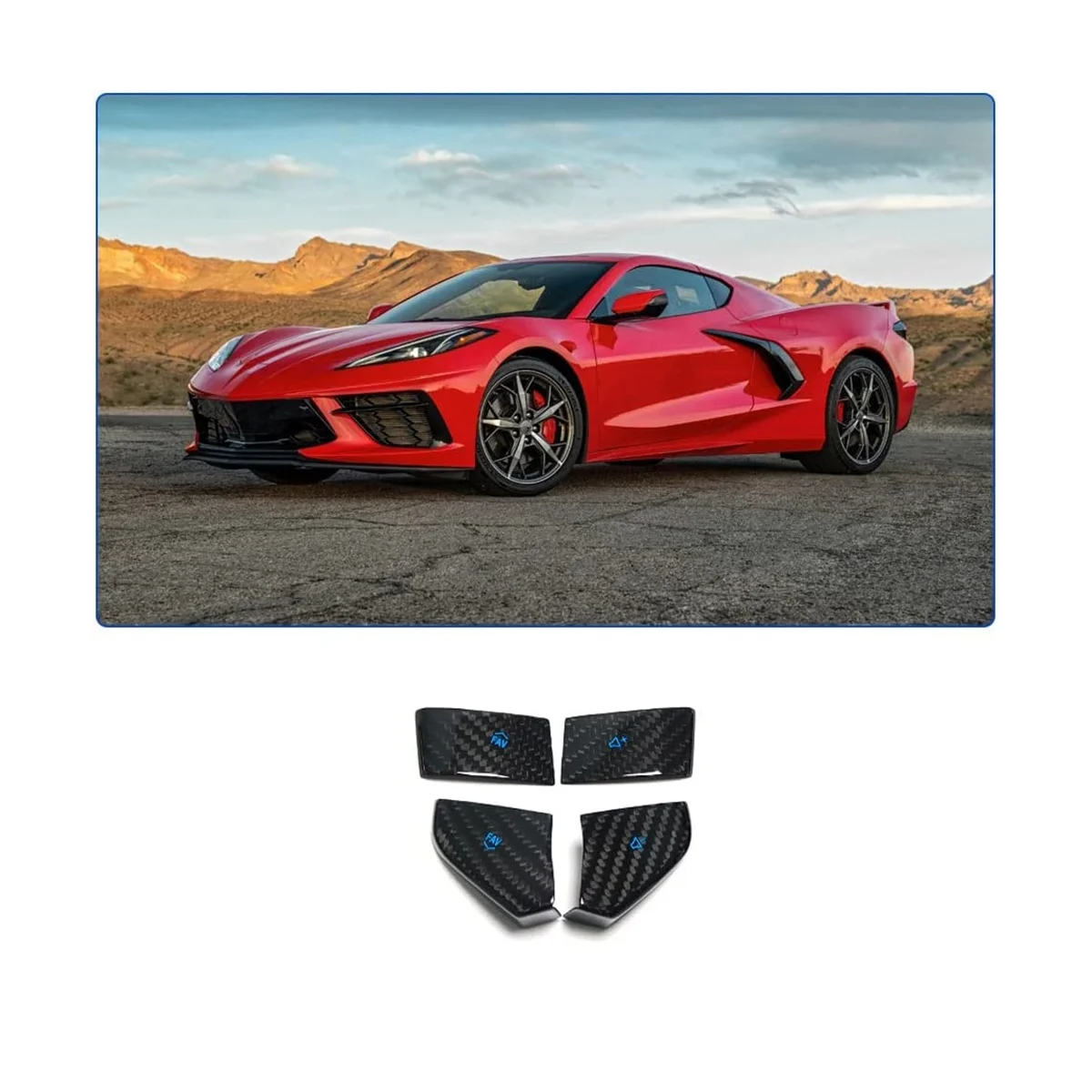 Carbon Fiber Car Steering Wheel Button Sticker Trim for Chevrolet Corvette C8 2021-2023