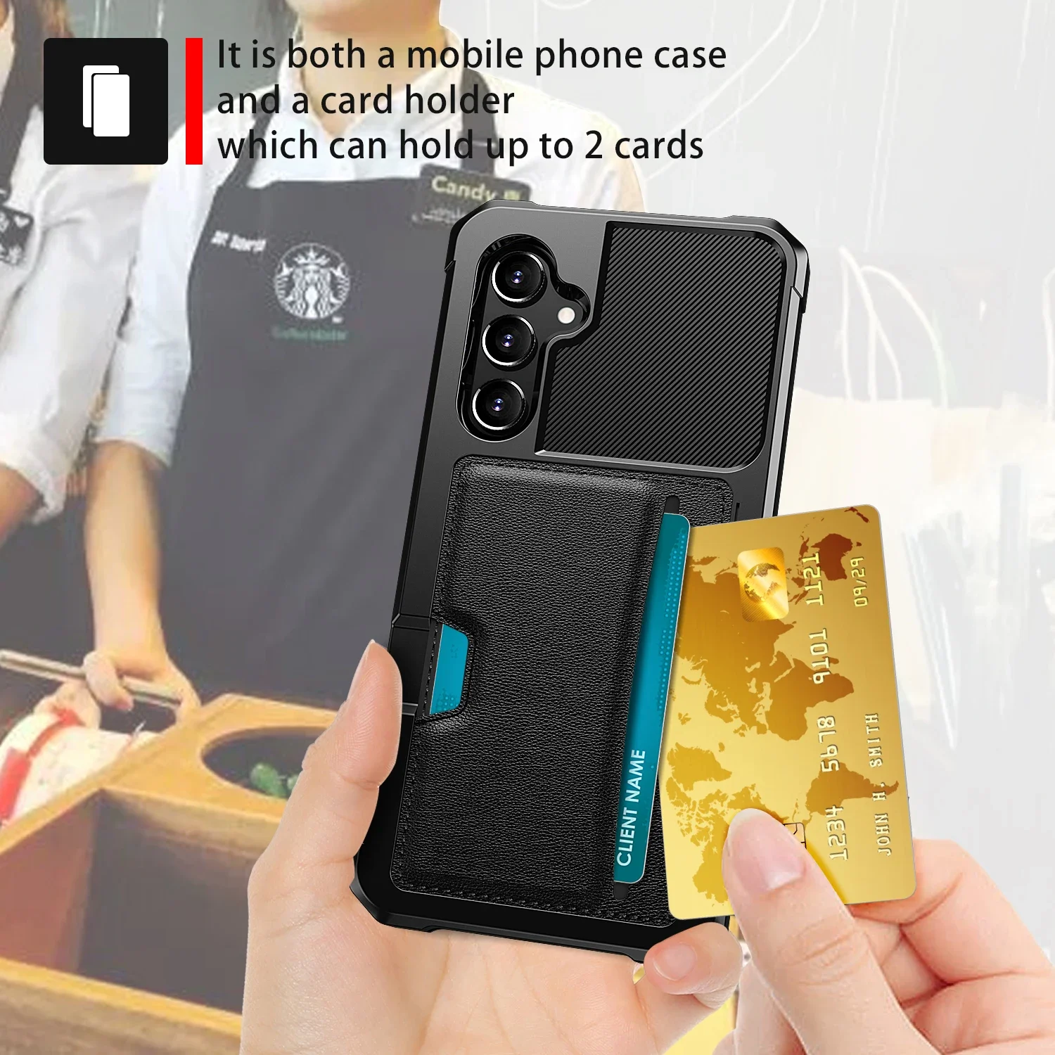 for Samsung S24 Luxury Card Pocket Phone Case for Samsung Galaxy S24 Ultra S23 Plus  S22 S21 FE S20 Cover