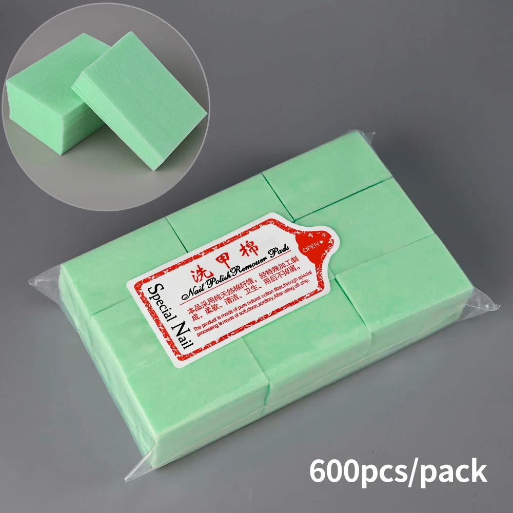 1000/600/500/100 Stück fusselfreie Nagelbaumwolle für UV-Gel-Nagellackentfernungstücher, Papierpads, 100 % Baumwolle, weiches, nicht gewebtes Nagelreiniger-Pad