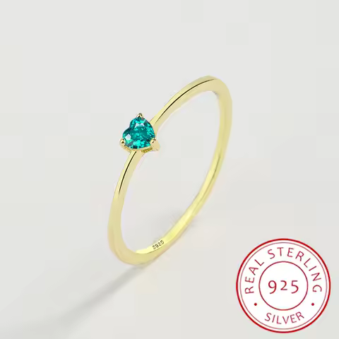 2022 NEW Trend 18K Gold Heart-Shaped Emerald Couples Ring For Women Genuine Sterling Silver Sapphire Anniversary Gift Jewelry