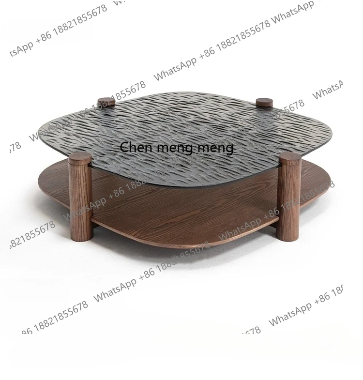 

Minimal glass coffee table living room household solid wood tea table tea table small apartment
