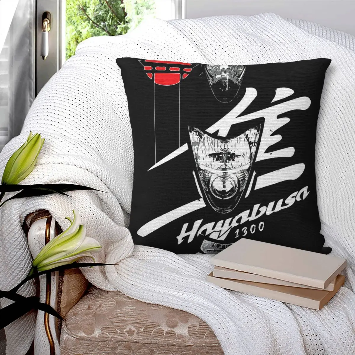 Suzuki Hayabusa Motorcycle Logo Square Pillowcase Pillow Cover Velvet Cushion Comfort Throw Pillow For Home Living Room