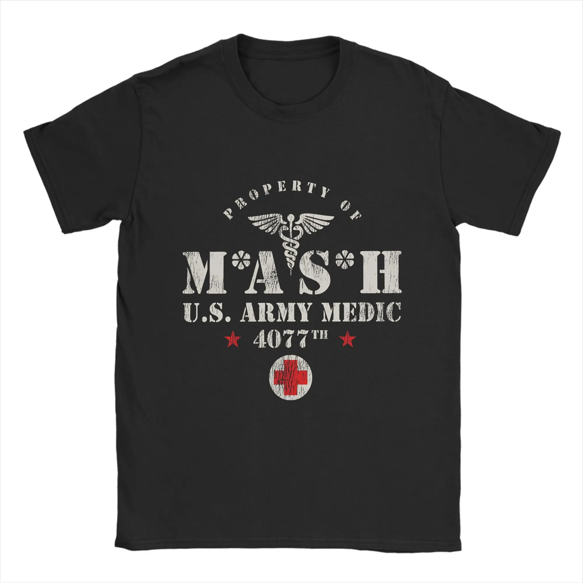 Camisetas MASH 4077 para hombre, ropa de algodón, camisetas impresionantes de manga corta con cuello redondo, camisetas de talla grande