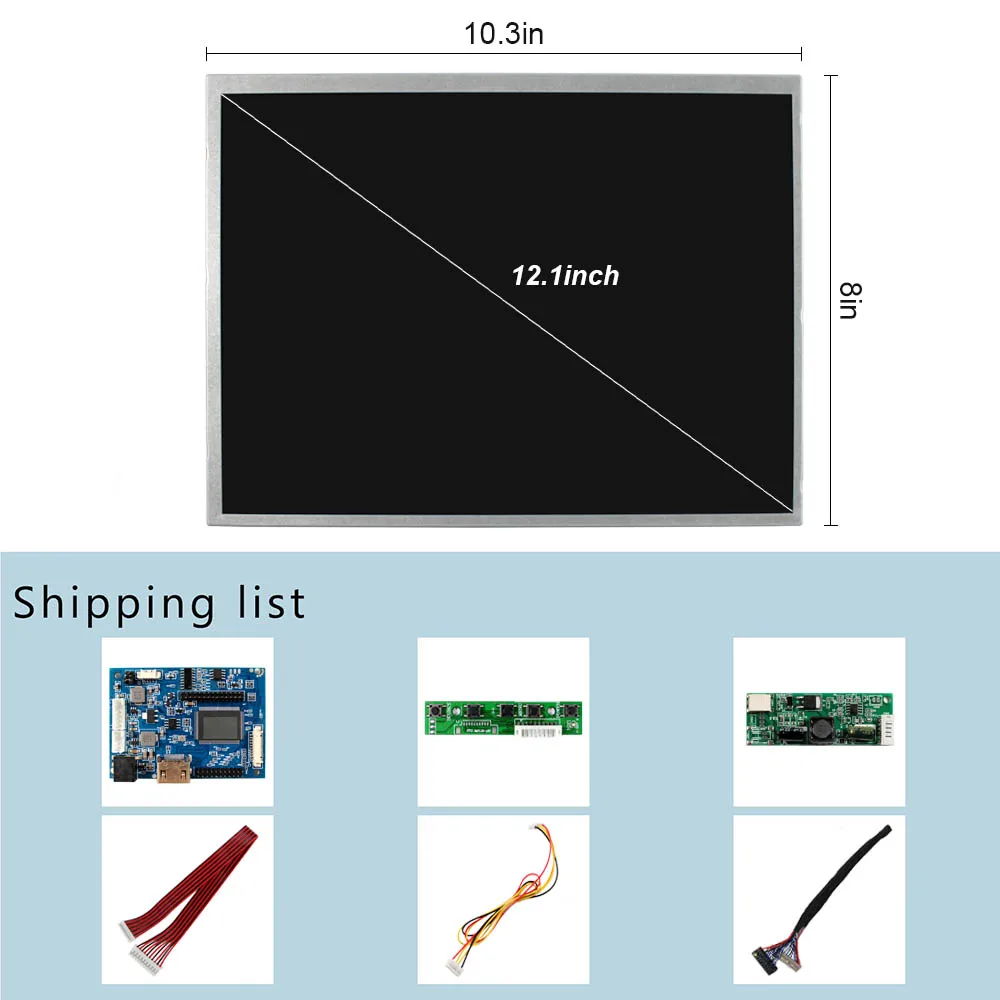 HD MI Audio LVDs Board and 12.1 inch 800x600 HD 4:3 IPS 20pin WLED LCD Screen