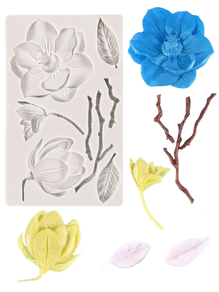 Flower Silicone Mold Flower and Leaf Fondant Mold For Cake Decorating Chocolate Candy Cupcake Decoration Polymer Clay Mould