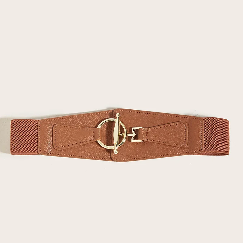 Women PU Leather Wide Waist Belt High Quality Luxury Big Belts for Women Retro Stretch Dress Belt Cummerbunds Plus Size Belt