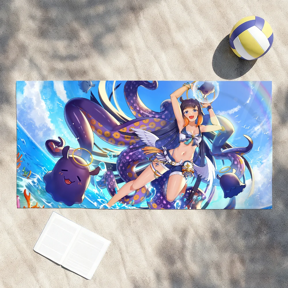 Singer Ninomae Ina N-Nis VTuber Towel Soft Lightweight Anti-Sand Large Beach Towel Quick-Drying Bath Sports Family